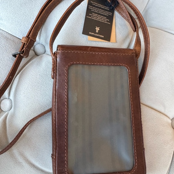 Frye Brown Leather Crossbody Bag, BNWT Phone Window - Picture 2 of 4